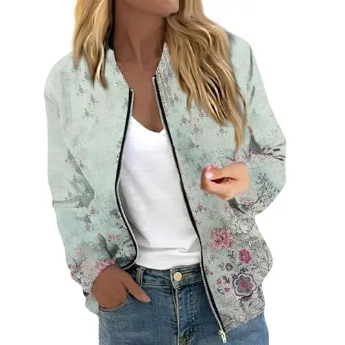 Produktbild: Lederjacke Damen Schwarz Womens Jacket Dünne Jacke Damen College Jacke Jeans Jacken für Damen Schwarze Jeansjacke Damen Damen Jacke Jacken Damen Damen Damen Jacke Regencape Türkis S