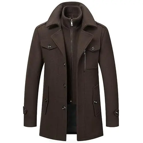 Produktbild: Wolljacke Herren Herrenmantel Lang Herrenmantel Lang Mantel Winterjacke Herren 4Xl Herren Mantel Lang - Herrenmäntel Klassischer Mantel Herren Kurzmantel Herren Ledermantel Braun M