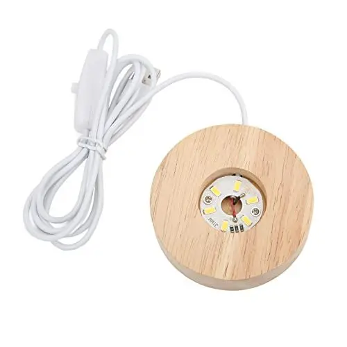 Produktbild: LED-Lampensockel, USB-Schnittstelle und Holzsockel Lichtsockel für Kugelförmige Rechteckige und Kugelförmige Lampen, Eleganter Langlebiger Lampensockel(Warme Lichtbasis)