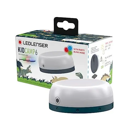 Produktbild: Ledlenser KIDCAMP6, sichere und robuste LED Laterne für Kinder, reduzierter Blend-Effekt für die Augen, automatische Abschaltung aktivierbar, Stimmungslicht, Party Blink-Modus (grün)