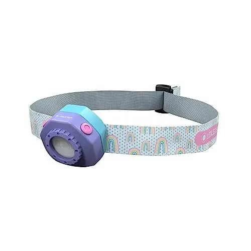Produktbild: Ledlenser KIDLED4R Led Stirnlampe Kinder in lila | energiesparende Kopflampe Led aufladbar | 4 Farbmodi und Blinkfunktion |Kinderstirnlampen Jungen | Stirnlampe Kinder Mädchen | integrierter Clip