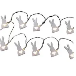 Produktbild: LEDMOMO Ostern Lichterkette Batteriebetriebene Holz Kaninchen Form LED String Light für Halloween, Weihnachten, Ostern, Karneval usw.