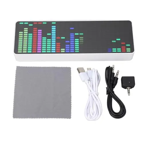 Produktbild: LED-Musikspektrum-Anzeige, RGB, Bunt, 1624 Segmente, Rhythmus, Lichtstärke, Sprachsensor, Uhr, Eingebauter Sprachsensor für Musik-Player und Heimdekoration