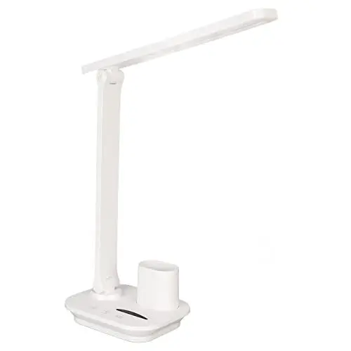 Produktbild: LED-Schreibtischlampe, Augenschonende Tischlampen mit 3 Beleuchtungsmodi, LED-Schreibtischlampe, Dimmbare Bürolampe mit Touch-Steuerung, 5-W-Leselampe (Weiss)
