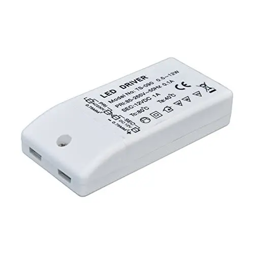 Produktbild: LED-Treiber 12 W 12 V DC 1 A Netzteil Transformator LED-Lampe Konstantstrom-Antriebsleistung Dimmbarer AC 85‑265 V Transformator-Adapter für LED-Licht, Computerprojekt, Außenbeleuchtung