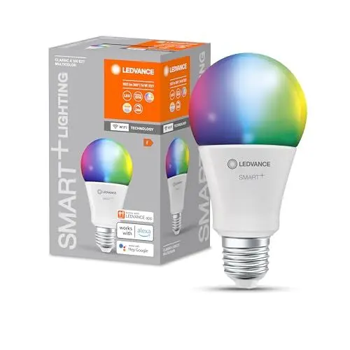 Produktbild: LEDVANCE Smarte LED-Lampe mit WiFi Technologie, Sockel E27, Dimmbar, Lichtfarbe änderbar (2700-6500K), RGB Farben änderbar, ersetzt Glühlampen mit 100 W, SMART+ WiFi Classic Multicolour, 1er-Pack