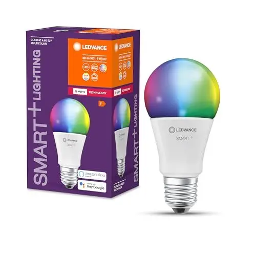 Produktbild: LEDVANCE Smart+ Lampe mit ZigBee Technologie, 9W, A60, matt, Sockel E27, Lichtfarbe RGBW einstellbar, 806lm, 1er Pack