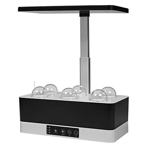 Produktbild: LEDVANCE LED Pflanzenleuchte schwarz dimmbar mit 1670 Lumen, Wachstumlampe mit 6 Fächern für den Indoor Garten, Kräuterlicht mit Timerfunkton und Wasserstandsanzeige. Sensor zeigt den Wassermangel an.