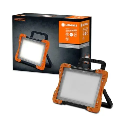 Produktbild: LEDVANCE LED Worklight Panel – schwenkbare Arbeitsleuchte mit LED Strahler für Innen, Baustrahler 50 W, 4500 Lumen, 25.000 Std. Lebensdauer, inklusive 2m Stromkabel und AC-Netzanschluss
