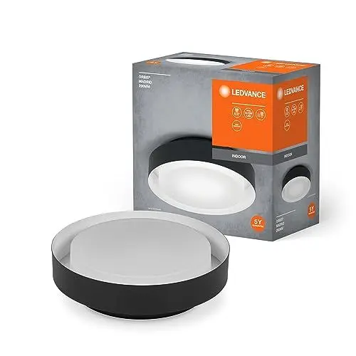 Produktbild: LEDVANCE ORBIS MADRID Deckenleuchte 290mm, schwarz, E27-Sockel, kann mit smarter Lampe bestückt werden, hochwertiges, modernes Design, Metallgehäuse, geeignet für Innenräume, rund, IP20 Schutzklasse