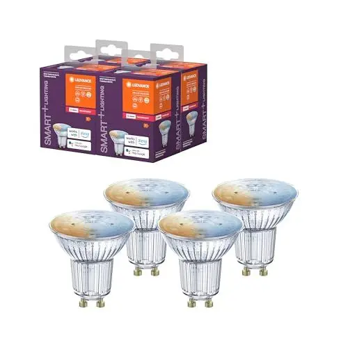 Produktbild: LEDVANCE SMART+ SPOT GU10 TW, LED retrofit Reflektorlampe mit smart home Technologie Zigbee, Farbtemperatur einstellbar, PAR16, 4er-Pack, Tunable White