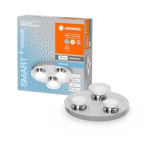 Produktbild: LEDVANCE Smart LED Badezimmerlampe chrome, 18W, 1800LM, 3000-6500K, 30cm, IP44, Orbis Round Wandleuchte, Badezimmerleuchte mit Wifi Technologie, dimmbar, steuerbar über App und Sprachassistenten