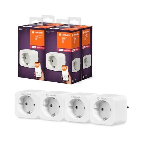 Produktbild: LEDVANCE Smarte Steckdose für Innen mit ZigBee Technologie, bindet konventionelle Geräte ins Smart Home ein, kompatibel mit Alexa, Google & SMART+ ZB INDOOR PLUG, 4er-Pack