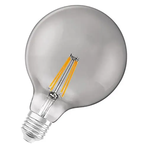Produktbild: LEDVANCE Smarte LED-Lampe mit BT Technologie, Sockel E27, Rauchglas, Dimmbar, Warmweiß (2700 K), ersetzt Glühlampen mit 48W, steuerbar mit Google und Alexa, BT GLOBE Smoke Dim, 1 Stück (1er Pack)
