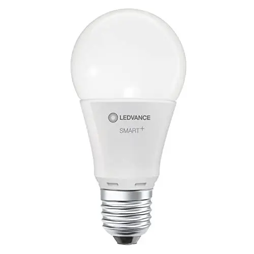 Produktbild: LEDVANCE Smarte LED-Lampe mit Bluetooth Mesh Technologie, Sockel E27, Dimmbar, Warmweiß (2700K), ersetzt Gllühlampen mit 60W, Steuerbar mit Google, Alexa und Apple Voice Control, SMART+ BT CLASSIC A60