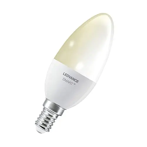Produktbild: LEDVANCE Smarte LED-Lampe mit Bluetooth Mesh Technologie, Sockel E14, Dimmbar, Warmweiß (2700K), ersetzt Glühlampen mit 40W, steuerbar mit Alexa und Google, SMART+ BT Candle DIM, 1er-Pack