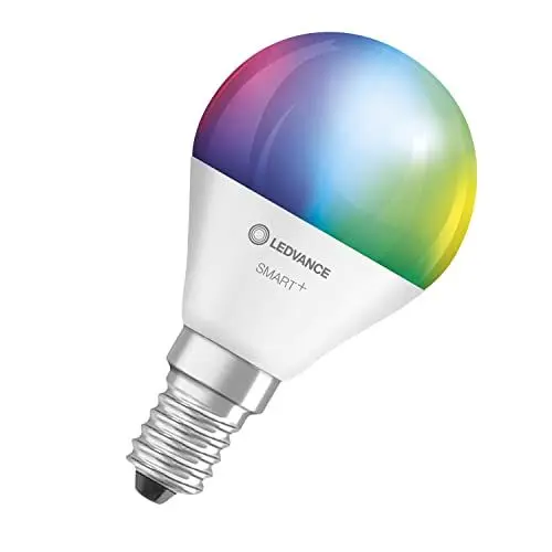 Produktbild: LEDVANCE Smarte LED-Lampe mit WiFi Technologie, Sockel E14, Dimmbar, Lichtfarbe änderbar (2700-6500K), RGB Farben änderbar, ersetzt Glühlampen mit 40 W, SMART+ WiFi Mini Bulb Multicolour, 1er-Pack