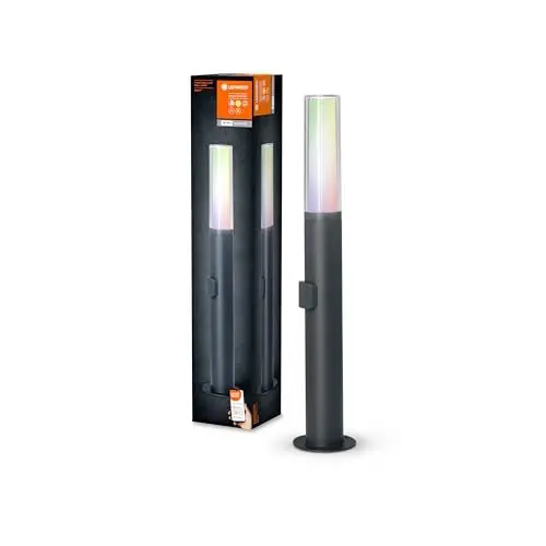 Produktbild: LEDVANCE Smarte LED Aussenleuchte, Stehleuchte mit WiFi Technologie, Leuchte für Außen, RGB-Farben änderbar, dunkelgr. Aluminium, 60cm, Kompatibel mit Google und Alexa Voice Control, SMART+ WIFI FLARE