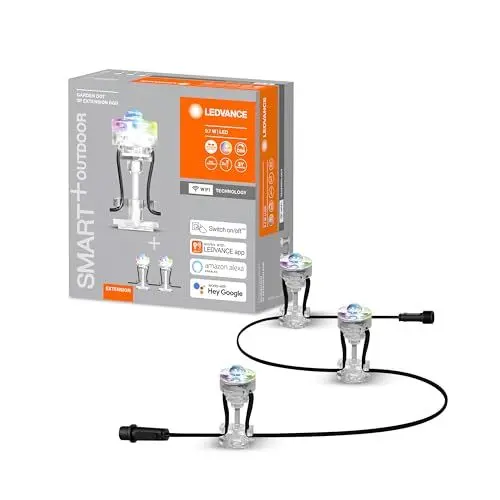 Produktbild: LEDVANCE Smarte LED Gartenleuchte mit WiFi Technologie, Erweiterungspaket mit 3 LED Dots für Außen, RGB-Farben änderbar, Kompatibel mit Google und Alexa Voice Control, SMART+ WIFI GARDEN DOT 3P EXT