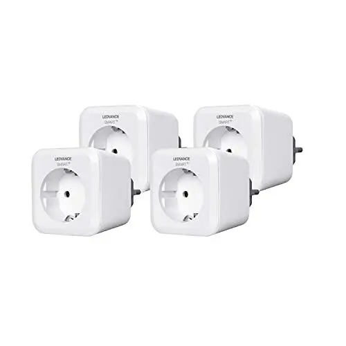 Produktbild: LEDVANCE Smarte schaltbare Steckdose mit Bluetooth, für die Steuerung Geräte im Smart Home, steuerbar mit Alexa, Google Home u. Apple HomeKit, SMART+ BT PLUG, 4er-Pack Max 3680W || 16A|| 230V-50Hz