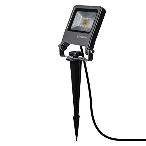 Produktbild: LEDVANCE LED Garten-Flutlicht, Leuchte für Außenanwendungen, Warmweiß, Endura Garden Flood Spike, Dunkelgrau, 10 Watt
