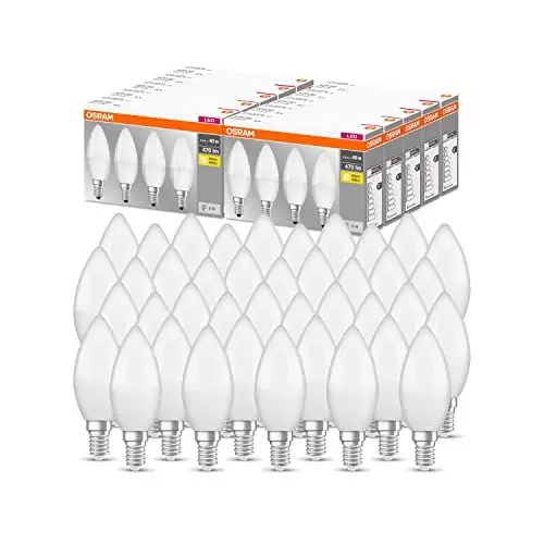 Produktbild: OSRAM LED Base Classic B, in Kerzenform mit E14-Sockel, Nicht Dimmbar, Ersetzt 40 Watt, Matt, Warmweiß - 2700 Kelvin, 40-Pack