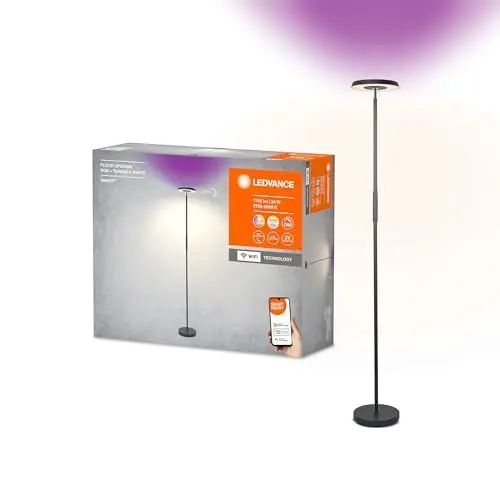 Produktbild: Ledvance SMART+ WIFI FLOOR UPDOWN Wand- & Stehleuchte, schwarz, 13,5W, 2165lm, regulierbares Weiß- & Farblicht, zwei Lichtquellen, dimmbar, lange Lebensdauer, RGB-Licht, App-steuerbar, 3000K
