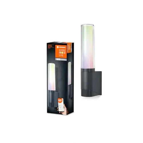 Produktbild: Ledvance Smarte LED Aussenleuchte für die Wand mit WiFi Technologie, Leuchte für Außen, RGB-Farben änderbar, dunkelgr. Aluminium, Kompatibel mit Google und Alexa Voice Control