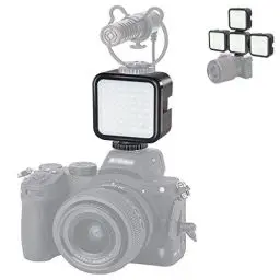 Produktbild: LED-Videoleuchte mit 3 Kaltschuhen, PULUZ Fotografie-Licht auf Kamera, Videolicht, 64 LEDs, 5 W, dimmbar, Video-Spleiß-Fülllicht mit 1/4-Zoll-Gewinde für Canon, für Nikon, für Sony- und andere