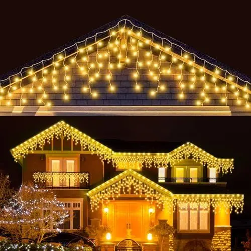 Produktbild: LEDYA Eisregen Lichterkette Außen, 17M 480 LED Lichterkette Weihnachten, Weihnachtsbeleuchtung Außen mit Timer 8 Modi, Memory-Funktion Wasserdicht Lichterkette für Terrasse Balkon Weihnachtsdeko