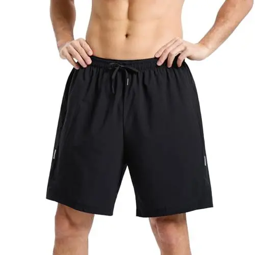 Produktbild: Leeboom Kurze Sporthose Herren Atmungsaktive Laufhose Herren Kurz Schnell Trocknend Trainingshose Laufshorts Jogginghose Outdoor Sporthose mit Reißverschlusstasche