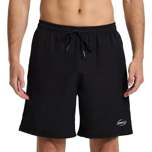 Produktbild: Leeboom Sport Shorts Herren Trainingshose Herren Kurz Laufhose Kurz Basketball Shorts Leicht mit Reißverschlusstasche für Sport Fitness Outdoor Summer