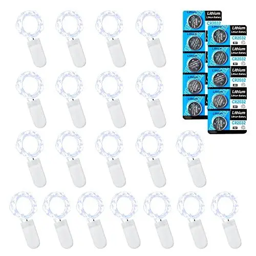 Produktbild: LEECOCO lichterkette batterie 1m, Kaltweiß Licht Batterie Licht Kette，für Weihnachten, Party, Hochzeitsdekoration (20 Pack 1M 10 LEDs, Kaltweiß)