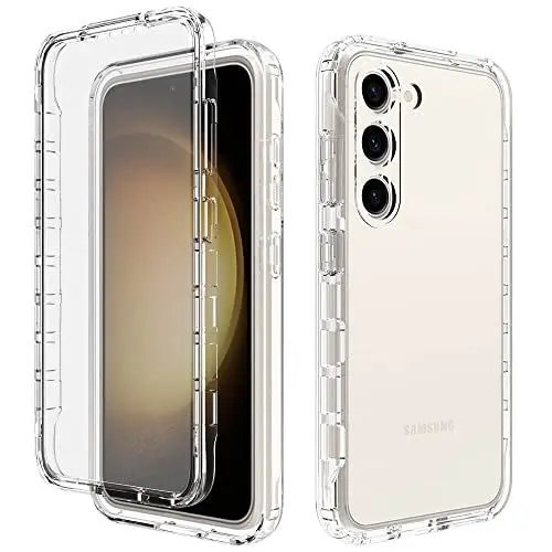 Produktbild: Leedia Ganzkörper Kompatibel mit Samsung S23 Hülle mit Eingebautem Displayschutz 360 Grad Handyhülle S23 Stoßfest Komplettschutz Bumper Case Transparent Cover für Samsung Galaxy S23 5G 6.1
