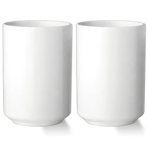 Produktbild: Leegg 2 Stück Teetassen Keramik 240 ml Becher für grünen Tee Kaffeemomente (Weiß)