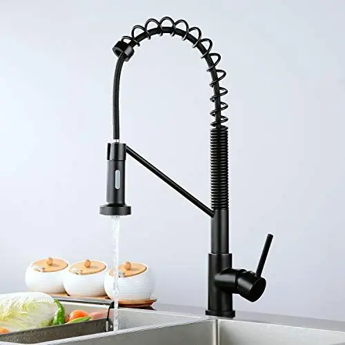 Produktbild: Leekayer Küchenarmaturen Küche Wasserhahn Schwarz Einhand-Hebel, 1-Loch-Halterung Küchenmixer kommerzieller