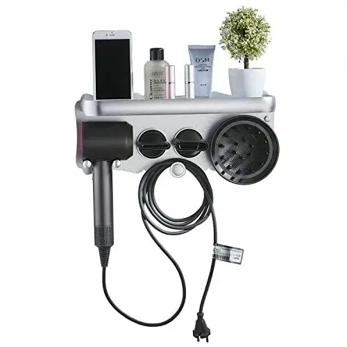Produktbild: Leekayer Supersonic Haartrockner Wandhalterung,Haartrockner Halterung für Haartrockner Zubehör Halter, Haartrockner Halter Bad Lagerregal Pflege-Tools (Silber)