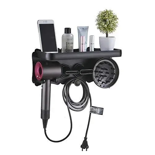 Produktbild: Leekayer Supersonic Haartrockner Wandhalterung, Dyson Haartrockner Halterung, für Dyson Haartrockner Zubehörhalter, Punch-Free Haartrockner Halter Bad Lagerregal Pflegewerkzeuge (schwarz)