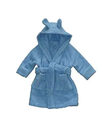 Produktbild: Leela Cotton Baby Kinder Bademantel Bio-Baumwolle mit Kapuze Frottee (98/104, blau)