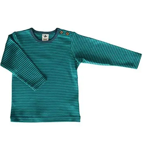Produktbild: Leela Cotton Baby Kinder Langarmshirt Ringelshirt Bio-Baumwolle T-Shirt Shirt Jungen Mädchen Gr. 50/56 bis 128 (50/56, blau-Donau)