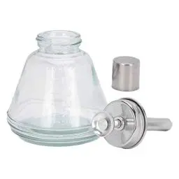 Produktbild: Leere Glas Dispenser 180ml Push Down Lotionspender mit Messskala, Nachfüllbares Touch Pumpspenderflasche für Alkohol, Cleaner Nagellackentferner, Make up Entferner Flüssigkeit