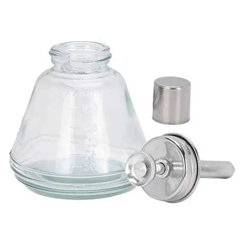 Produktbild: Leere Glas Dispenser 180ml Push Down Lotionspender mit Messskala, Nachfüllbares Touch Pumpspenderflasche für Alkohol, Cleaner Nagellackentferner, Make up Entferner Flüssigkeit