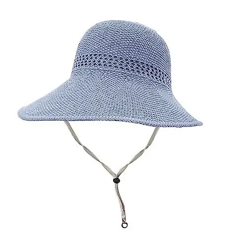 Produktbild: Leerer Zylinder mit wellenförmiger Krempe für Damen, Outdoor-Sonnenhut, Ausflug, Strand, Sonnenhut, Rolle, großkrempiger Grashut Strohhut Männer (Grey, One Size)
