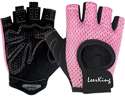 Produktbild: LeerKing Fitness Handschuhe Damen Herren Atmungsaktive Trainingshandschuhe Sporthandschuhe für Fitnessstudio Pole Dance Yoga Laufen Pink M