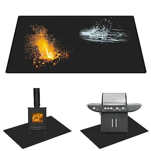 Produktbild: Leerweii Grillmatte Bodenschutz, 100 x 180 cm Feuerfeste Unterlage 3 Schicht Feuerschutzmatte Bodenschutzmatte Grillunterlage Silikon-Glasfaser Outdoor Grillmatte für Gasgrill Holzkohlegrill Kamine
