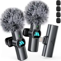 Produktbild: Leettus Lavalier Microfon Wireless, Lavalier Mikrofon Kabellos für iPhone, Plug-Play Mini Microphone für Videoaufzeichnung, Live-Streaming, YouTube, TikTok, Vlog, Interview (2 Stücke Schwarz)