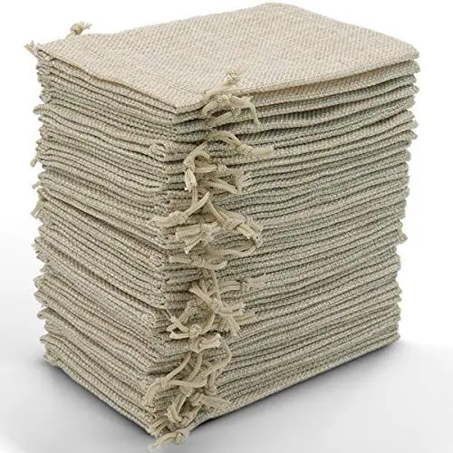 Produktbild: Leeyunbee 30 Stück 10x15 cm Jutesäckchen, Jute Beutel mit Kordelzug, Leinen-Säckchen Sackleinen Taschen, Klein Geschenksäckchen für Schmuck DIY Handwerk Hochzeit Party Weihnachte (Primärfarbe)