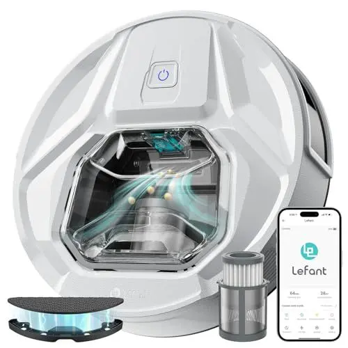 Produktbild: LEFANT M320 Saugroboter, 6.000Pa Staubsauger Roboter mit Präzise-Entfernungs-Navigation, Sichtbar 800ML Staubbehälter, 210Mins, WLAN/App, Ideal für Tierhaare, Teppiche