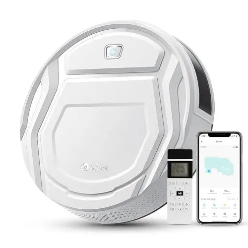 Produktbild: LEFANT Saugroboter mit Fernbedienung, 2200Pa Staubsauger Roboter, 120Mins Max, WLAN Roboterstaubsauger, Selbstaufladend, App/Alexa, Ideal für Tierhaare, Teppich, Hartboden 210P Weiß