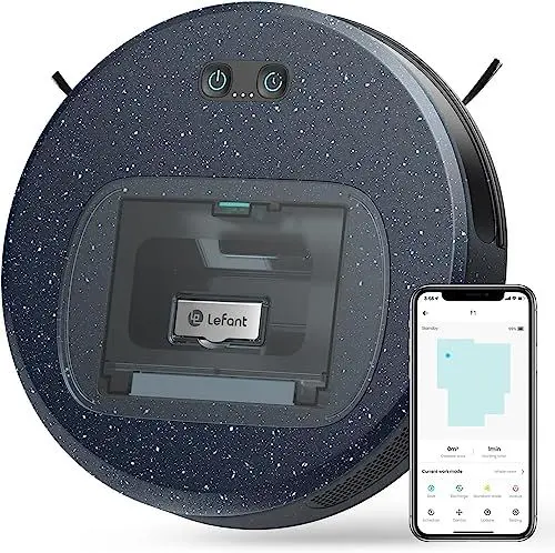 Produktbild: LEFANT F1 Saugroboter mit 5000 Pa Saugkraft,Roboterstaubsauger mit Doppelbürste 250 Minuten Laufzeit, 600 ml Sichtbarer Staubbehälter, Staubsauger Roboter für Teppich, Tierhaare, APP Steuerung